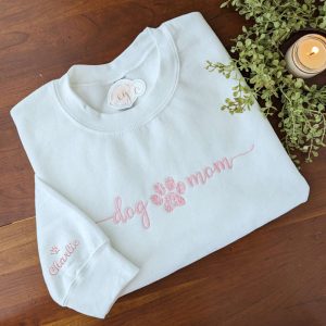 Dog And Mom Embroidered Sweatshirt 2D…