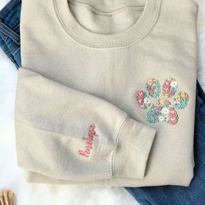 Embroidered Dog Sweatshirt 2D Crewneck Sweatshirt,…