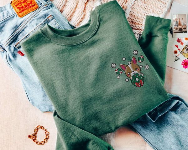 Dog Christmas Sweatshirt Embroidered Puppy Dog Sweater Xmas Vacation For Dog Lovers