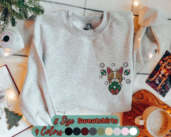 Dog Christmas Sweatshirt Embroidered Puppy Dog Sweater Xmas Vacation For Dog Lovers