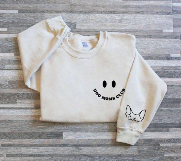 Custom Dog Mom Club Embroidered Sweatshirt 2D Crewneck Sweatshirt Gift For Family