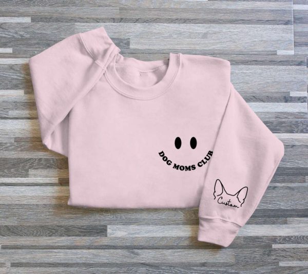 Custom Dog Mom Club Embroidered Sweatshirt 2D Crewneck Sweatshirt Gift For Family