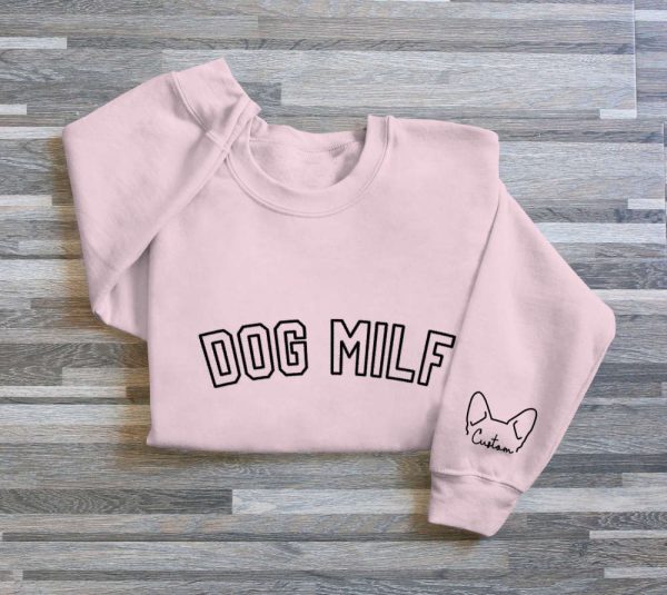 Dog Milf Embroidered Sweatshirt, Embroidered Dog Milk Gift, Dog Milk Sweatshirt For Women