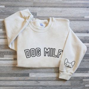 Dog Milf Embroidered Sweatshirt, Embroidered Dog…