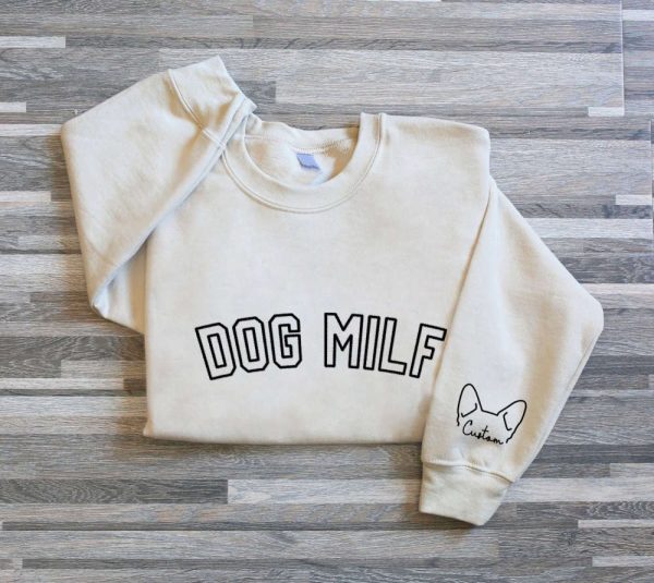 Dog Milf Embroidered Sweatshirt, Embroidered Dog Milk Gift, Dog Milk Sweatshirt For Women