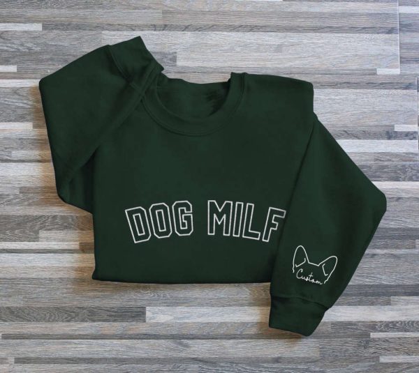 Dog Milf Embroidered Sweatshirt, Embroidered Dog Milk Gift, Dog Milk Sweatshirt For Women