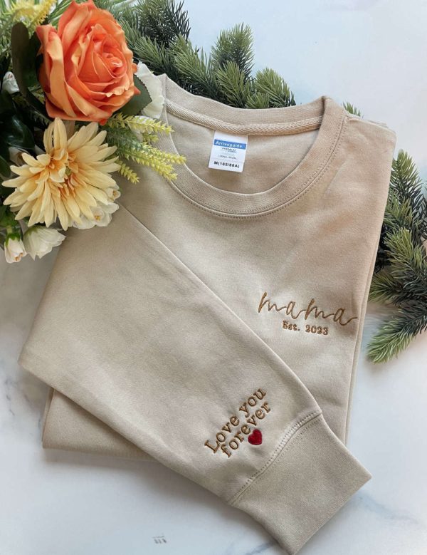 Customized Est Mama Sweatshirt, Embroidered Sweatshirt, Best Gifts For Mom