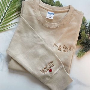 Customized Est Mama Sweatshirt, Embroidered Sweatshirt,…