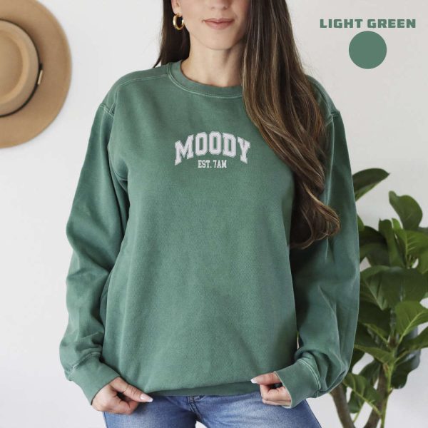 Embroidered Moody Sweatshirt, 2D Crewneck Sweatshirt For Women And Women