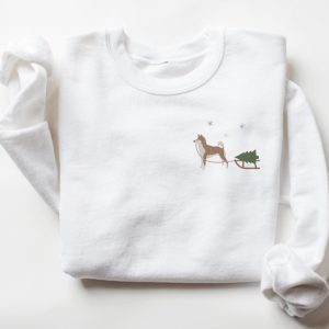 Embroidered Sweatshirt, Shiba Inu Harvesting A…