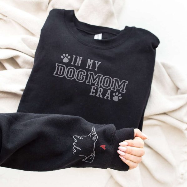 Embroidered Sleeve Sweatshirt with Your Dog Names, Gift For Dog Lover