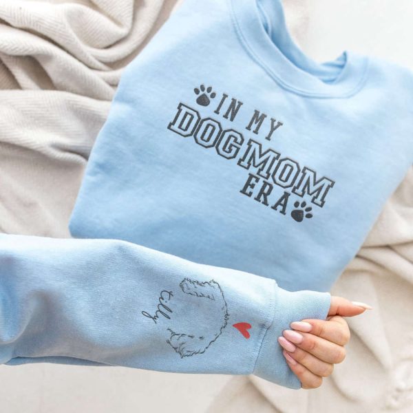 Embroidered Sleeve Sweatshirt with Your Dog Names, Gift For Dog Lover