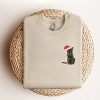 Embroidered Black Cat Christmas Sweatshirt, Gift…