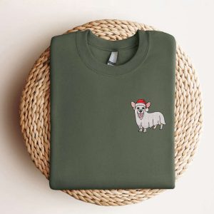 Embroidered Corgi Ghost Dog Christmas Sweatshirt,…