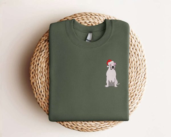 Embroidered Pitbull Santa Dog Christmas Sweatshirt, Gift For Christmas