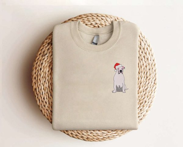 Embroidered Pitbull Santa Dog Christmas Sweatshirt, Gift For Christmas