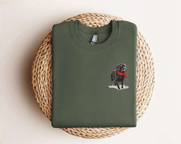 Embroidered Black Labrador Retriever Christmas Sweatshirt, Gift For Christmas