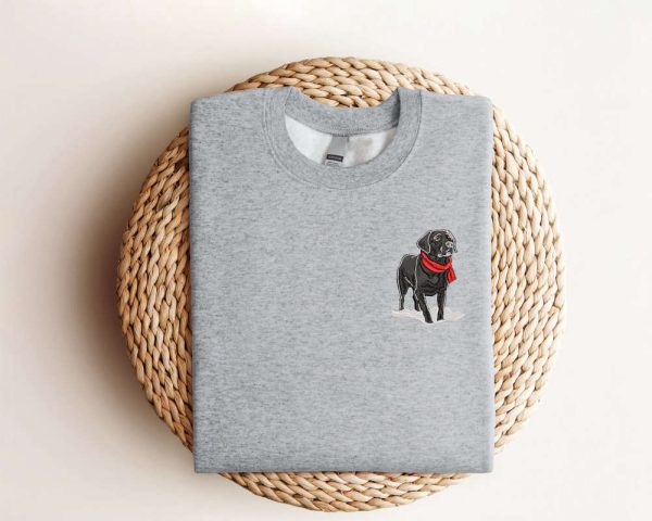 Embroidered Black Labrador Retriever Christmas Sweatshirt, Gift For Christmas