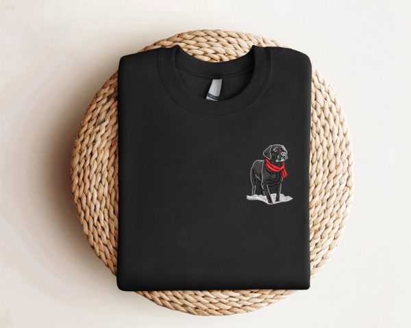 Embroidered Black Labrador Retriever Christmas Sweatshirt, Gift For Christmas