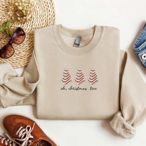 Embroidered Christmas Tree Cake Sweatshirt Xmas…