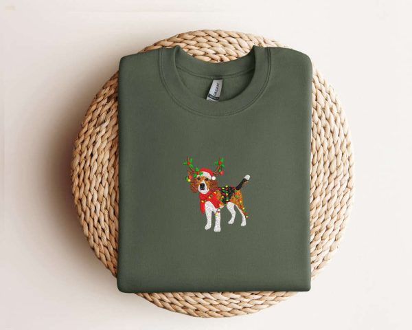 Embroidered Beagle Dog Christmas Sweatshirt  Xmas Dog Sweatshirt  For Family