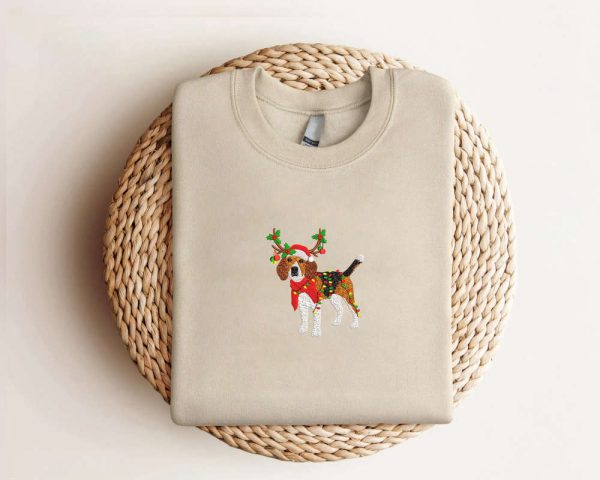 Embroidered Beagle Dog Christmas Sweatshirt  Xmas Dog Sweatshirt  For Family