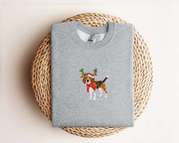 Embroidered Beagle Dog Christmas Sweatshirt  Xmas Dog Sweatshirt  For Family