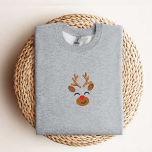 Embroidered Reindeer Christmas Sweatshirt Xmas Reindeer…