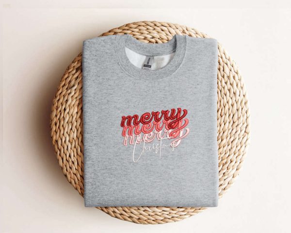 Embroidered Christmas Sweatshirt Embroidered Merry Christmas Sweatshirt For Family