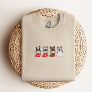 Embroidered Christmas French Bulldog Sweatshirt Christmas…