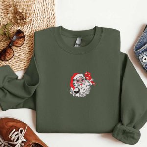 Embroidered Retro Santa Christmas Sweatshirt 2D…