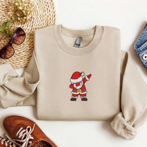 Embroidered Christmas Sweatshirt Embroidered Santa Sweatshirt,…