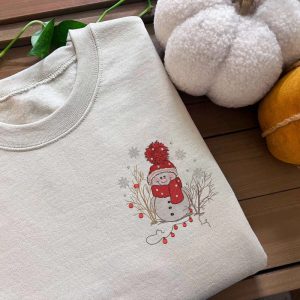 Snowman Machine Embroidery Shirt, Holiday Embroidery…