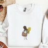 Sunflower Girl Embroidered Sweatshirt, Sunflower Embroidery Sweatshirt Gift For Women