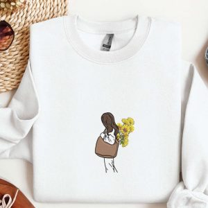 Sunflower Girl Embroidered Sweatshirt, Sunflower Embroidery…
