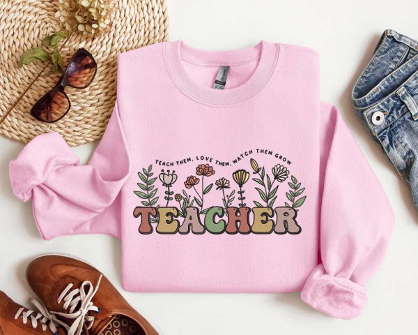 Teacher Embroidered Sweatshirt, Teacher Crewneck Sweatshirt Gift For Teacher