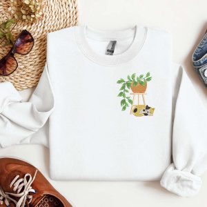 Cat Plant Pot Embroidered Sweatshirt, Cat…