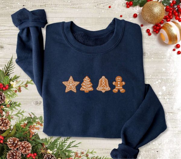 Gingerbread Embroiderd Sweatshirt, Gingerbread Cookies Embroidery, For Christmas