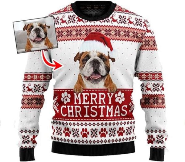 Personalized Dog Photo Christmas Ugly Sweater, Christmas Gift for Pet Lover