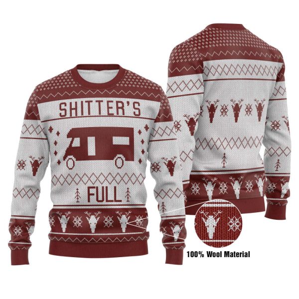 Shitters Full Red Costume Ugly Christmas Sweater, Christmas Gifts For Men and Women