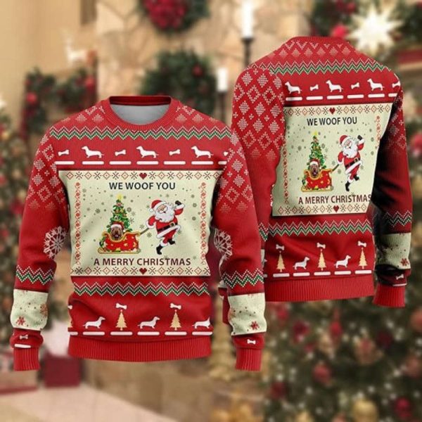 Cute Dog Men’s Ugly Christmas Sweaters – Xmas Dog Women’s Funny Novelty Fairisle Pullover