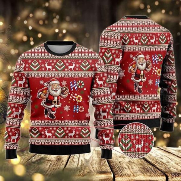 Sporty Santa Claus Sweaters, Ugly Christmas Sweater For Men And Women