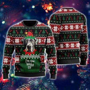 Witty Elf Dog Ugly Christmas Sweater…