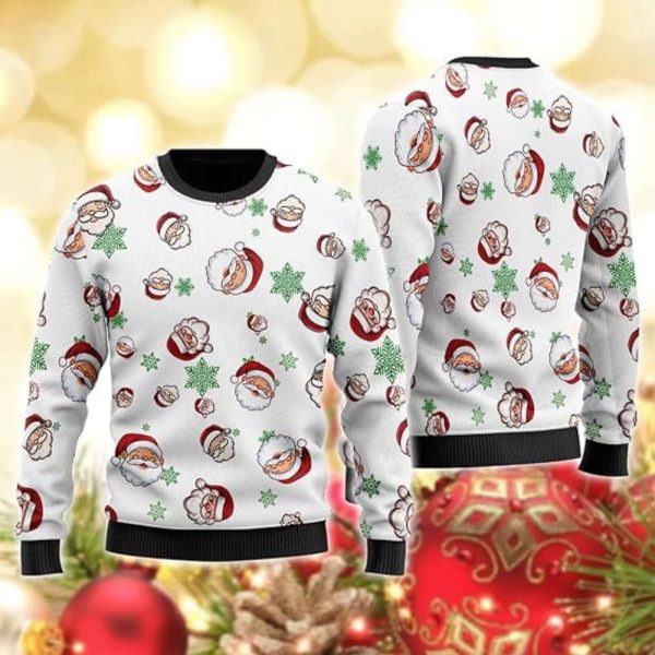 Santa Ugly Christmas Sweater, St. Nick Mens Ugly Sweater Crew Neck Sweatshirt For Family