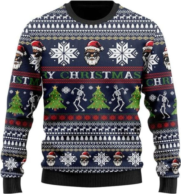 Santa Ugly Christmas Sweater, St. Nick Mens Ugly Sweater Crew Neck Sweatshirt For Women