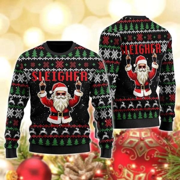 Santa Claus Ugly Christmas Sweater, Ugly Sweater Crew Neck Sweatshirt Gift For Family