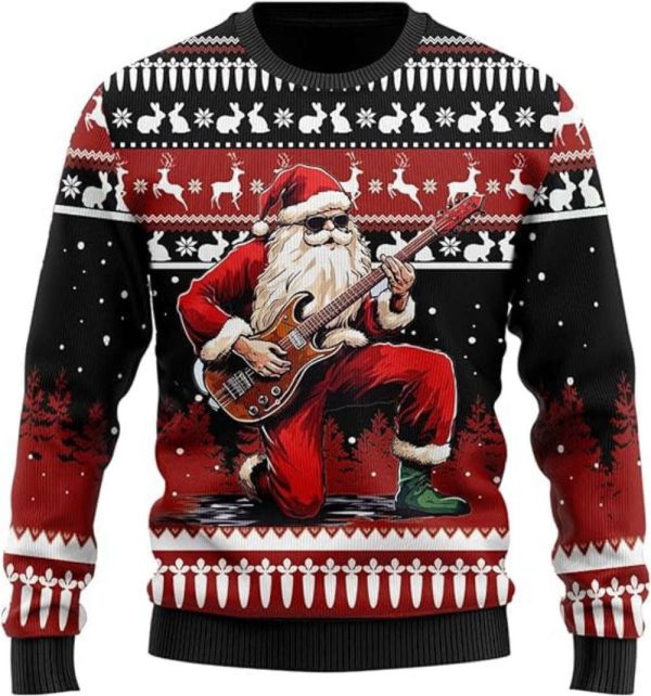 Santa Claus Ugly Christmas Sweater, Ugly Sweater Crew Neck Sweatshirt For Family