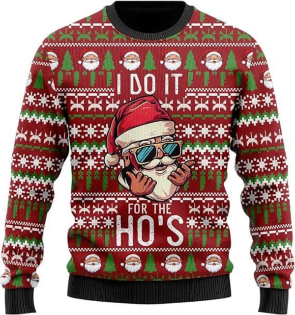 Santa Claus Ugly Christmas Sweater, Ugly Sweater Xmas Crew Neck Sweatshirt For Family