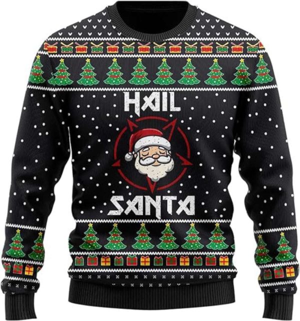 Santa Claus Ugly Christmas Sweater, Ugly Sweater Xmas Crew Neck Sweatshirt For Christmas