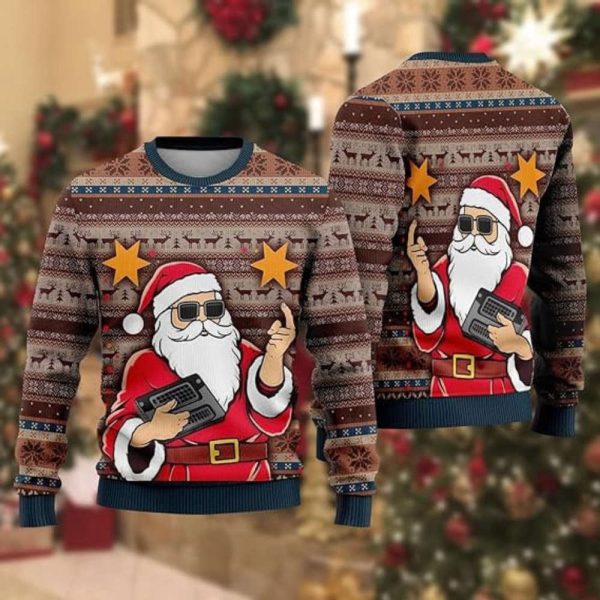 Santa & Jesus Ugly Christmas Sweaters, Merry Christmas Mens Sweater Gift For Family